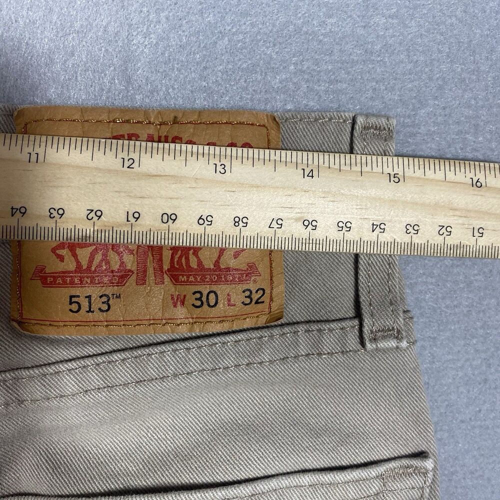 Levis 513 Jeans Mens 30x32 Slim Fit Straight Beige Khaki Denim Pants 06890-110 - Picture 11 of 13